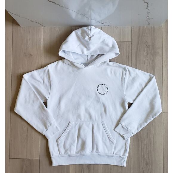 Barker Wellness Hoodie Unisex S White Organic Cotton Sweatshirt Made in USA Top - Picture 1 of 7
